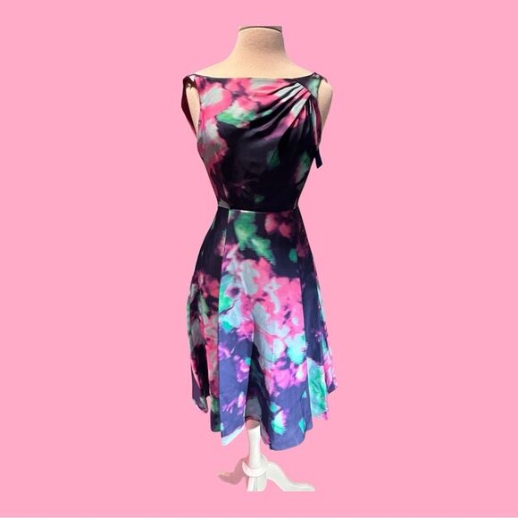 Kate Spade Designer Dress Size 2 Quiet Luxury Watercolor A Line Fit & Flare Flow - Picture 10 of 11